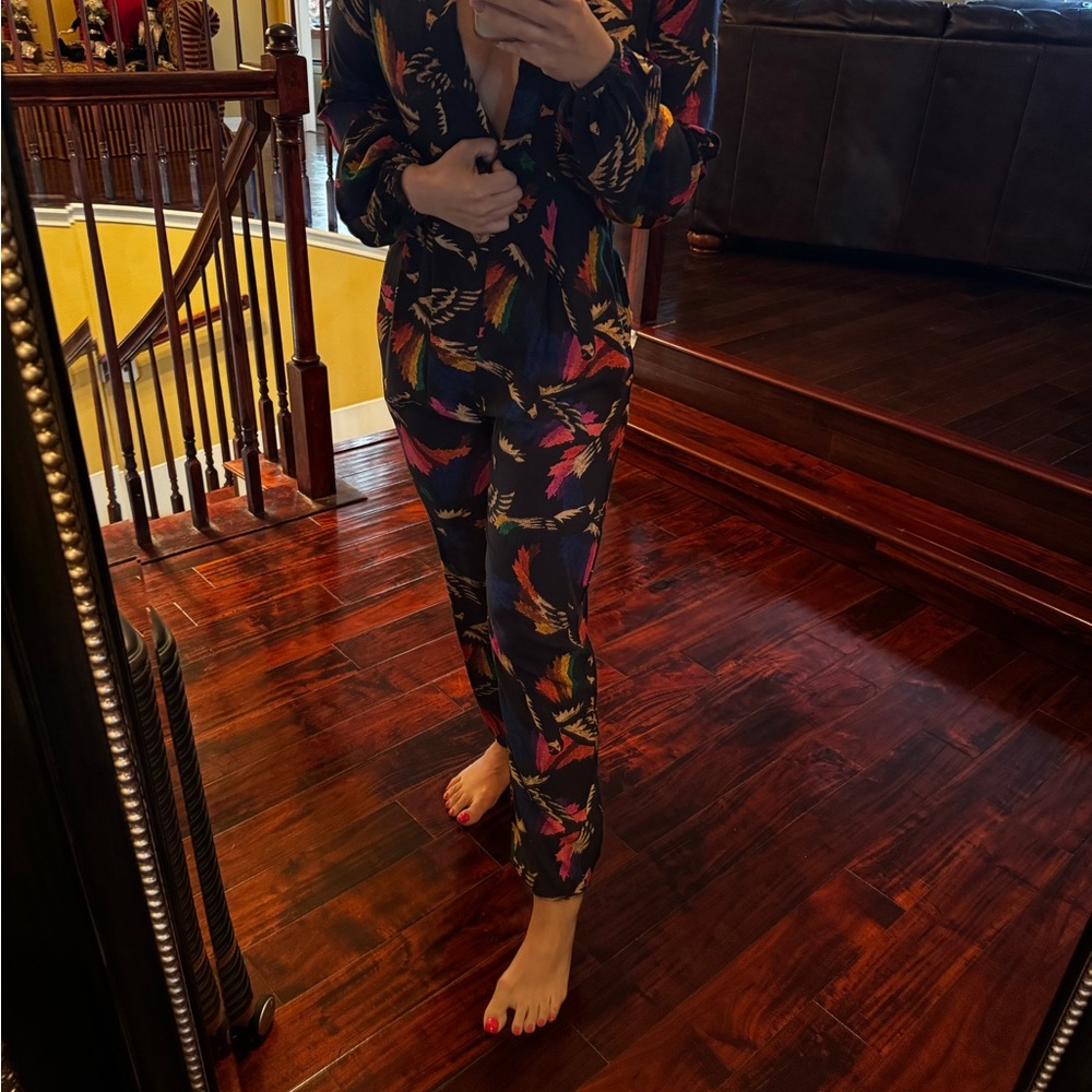 Colorful Feather Print Jumpsuit